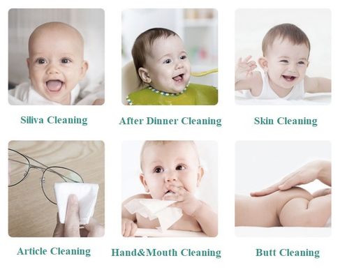 Limpezas orgânicas de limpeza macias não tecidas da água do celeiro do bebê de Spunlaced