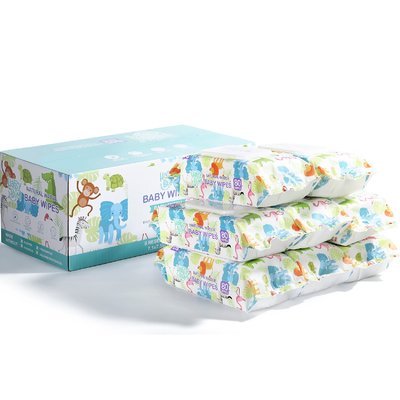 Lenços umedecidos orgânicos para bebês Spunlace material de limpeza descartável