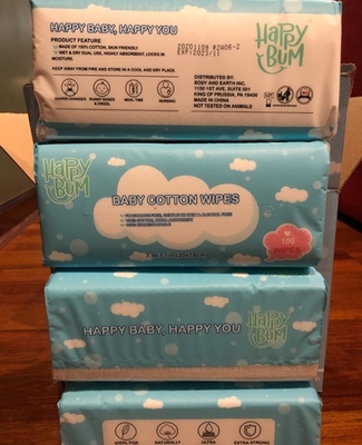 Lenços descartáveis ​​lenços de papel secos para bebês 100% algodão para uso diário