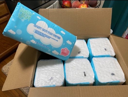 Lenços descartáveis ​​lenços de papel secos para bebês 100% algodão para uso diário