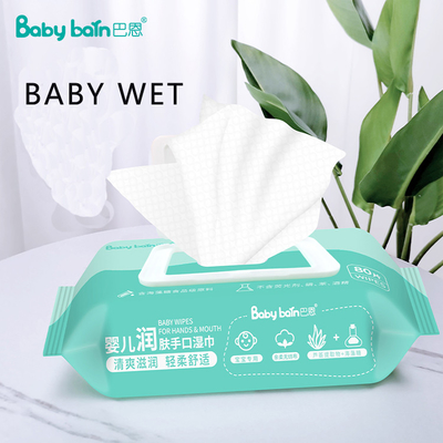 Lenços umedecidos para bebês de fibra de bambu natural orgânico 99% água para pele sensível