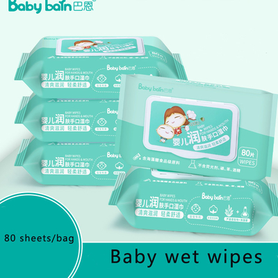Lenços umedecidos para bebês de fibra de bambu natural orgânico 99% água para pele sensível