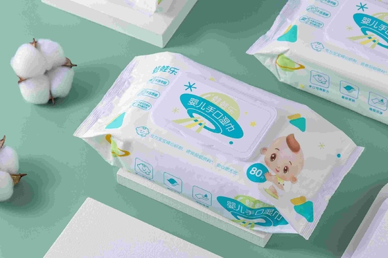 Lenços umedecidos descartáveis ​​biodegradáveis ​​99,9 de água orgânica pura para limpeza das mãos de bebês