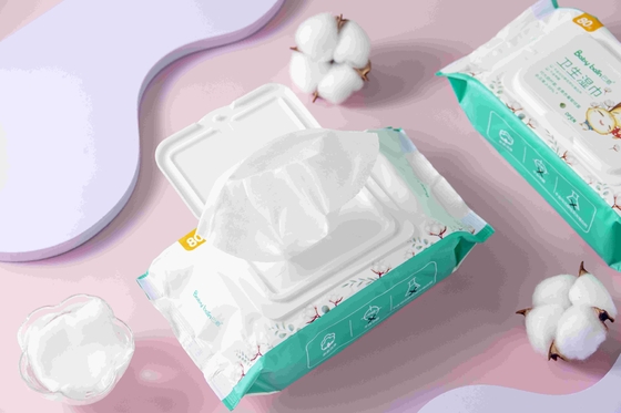 Lenços umedecidos descartáveis ​​biodegradáveis ​​99,9 de água orgânica pura para limpeza das mãos de bebês