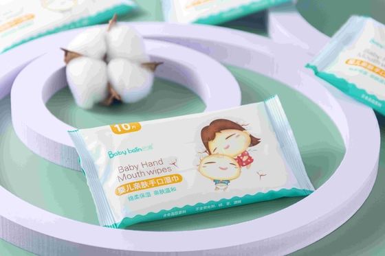 Lenços umedecidos descartáveis ​​biodegradáveis ​​99,9 de água orgânica pura para limpeza das mãos de bebês