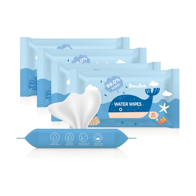 Tela não tecida biodegradável Unscented das limpezas molhadas orgânicas puras do bebê da água 80PCS