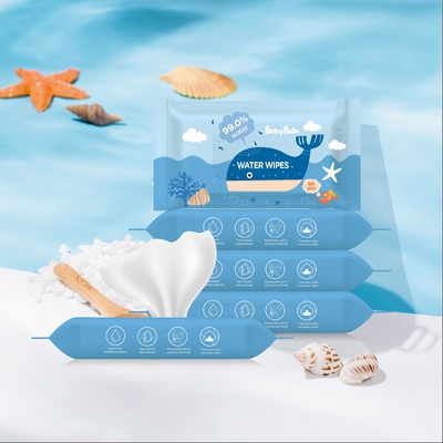 Tela não tecida biodegradável Unscented das limpezas molhadas orgânicas puras do bebê da água 80PCS