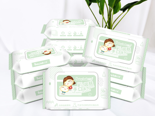 Da mão feita sob encomenda orgânica descartável do logotipo do corpo das vendas diretas da fábrica bebê de limpeza que limpa a limpeza molhada com as amostras grátis